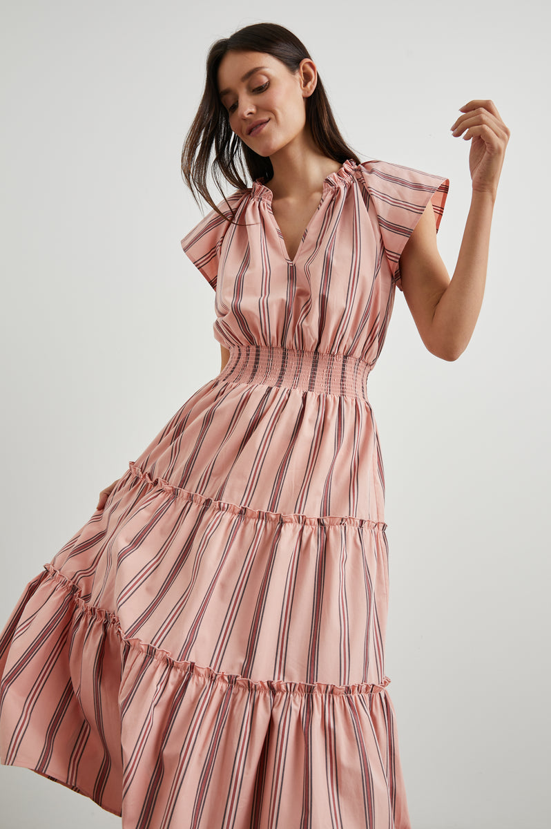 AMELLIA DRESS CORAL NAVY STRIPE Rails