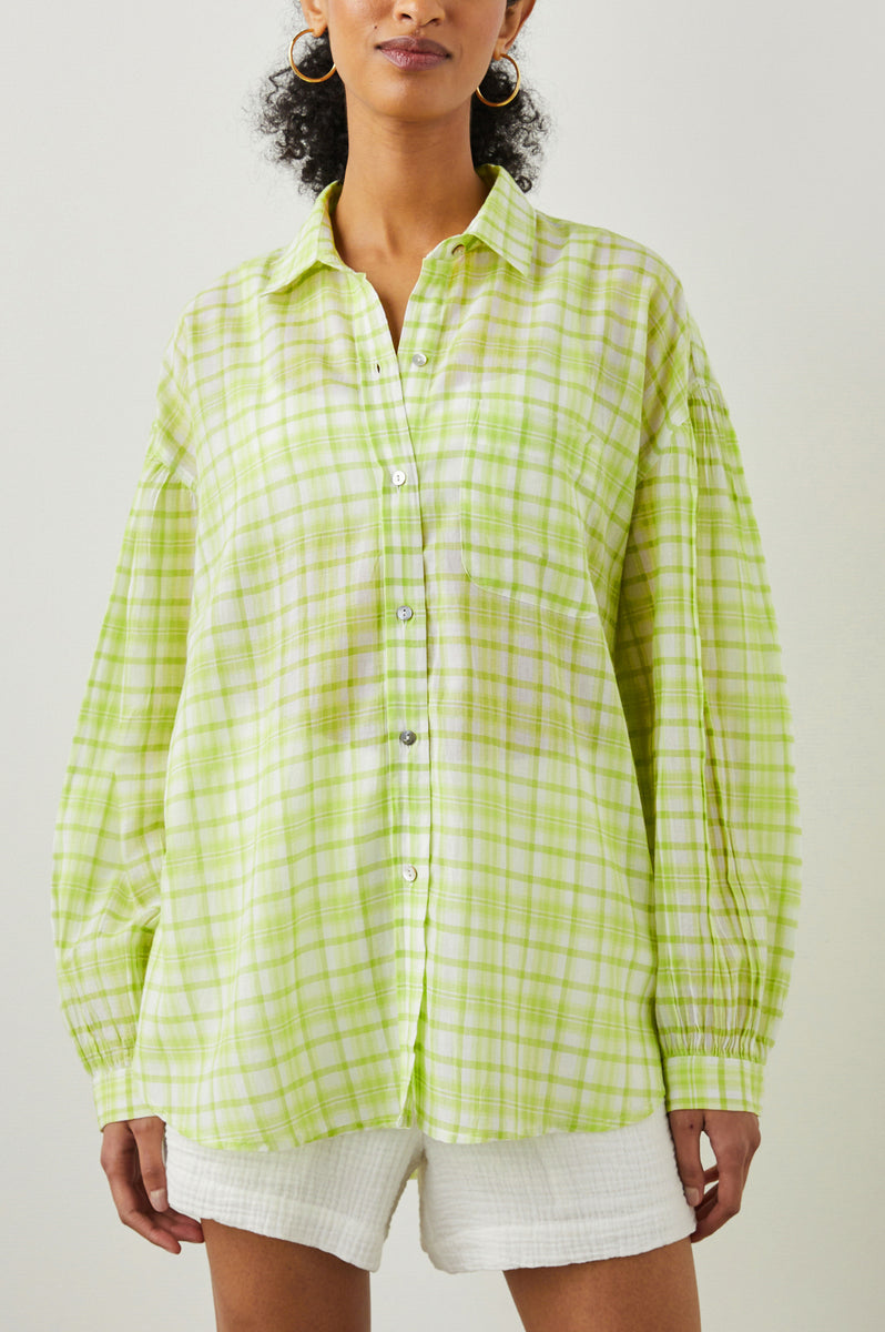 JANAE SHIRT - LIME PLAID – Rails