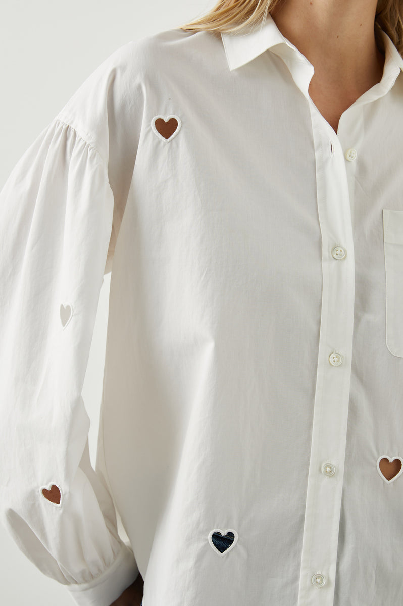 ST LUCIA WHITE EYELET BUTTON DOWN SHIRT