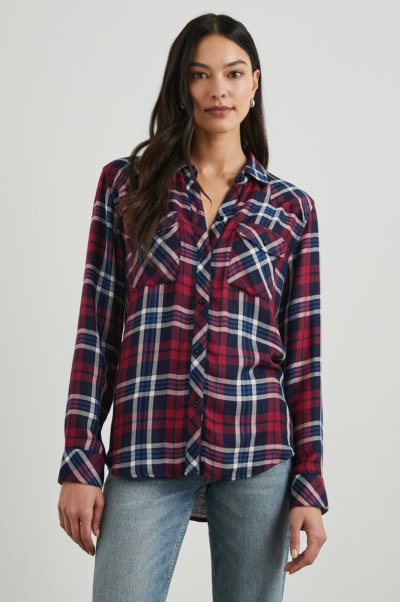 RAILS Women's Kendra Red Slate Plaid Long Sleeve Button Down Shirt Size 2024 M