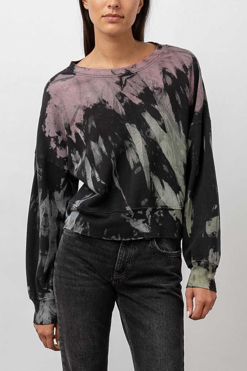 MARLO SWEATSHIRT - BLACK RAINBOW TIE DYE