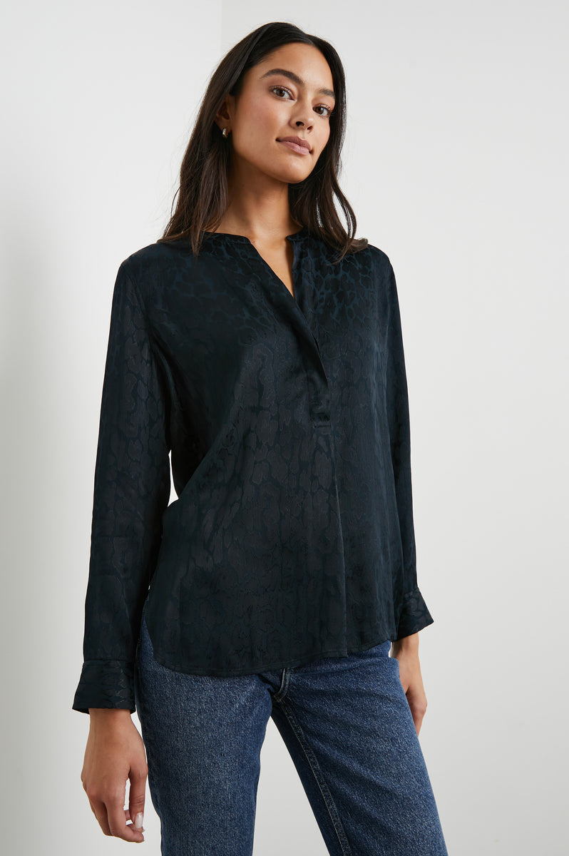 Black Velvet Top - Pearl Detail