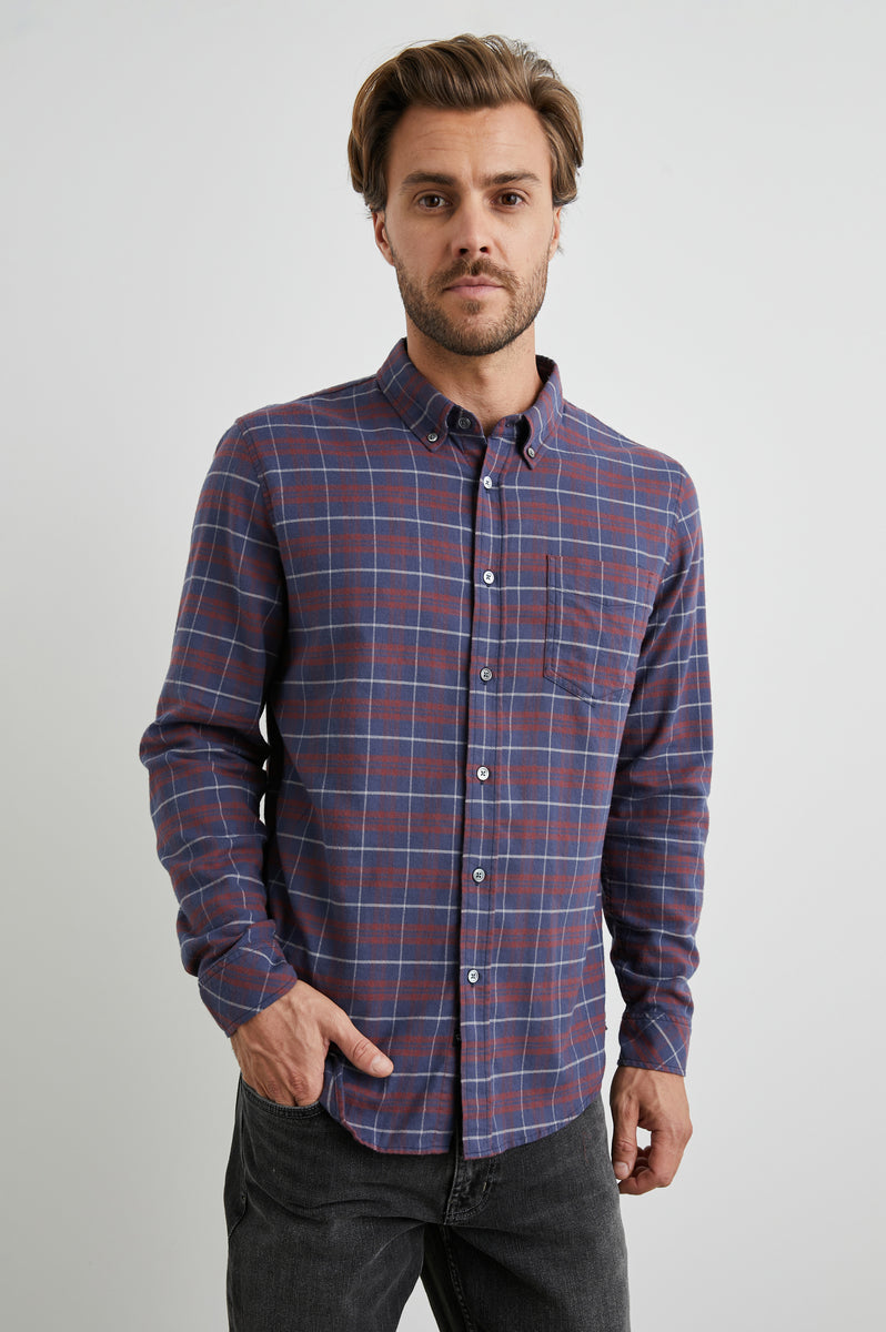 REID SHIRT - DEEP BLUE CRIMSON MELANGE