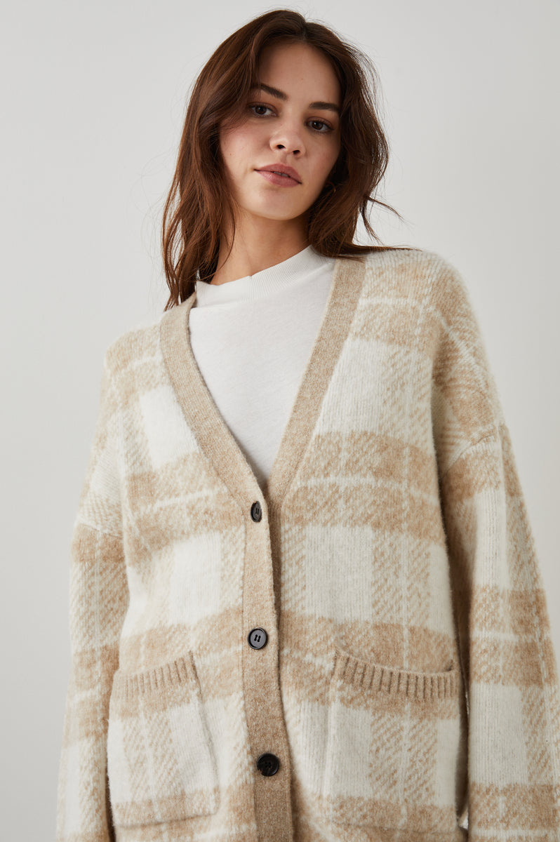 RUNI CARDIGAN - IVORY SAND PLAID – Rails