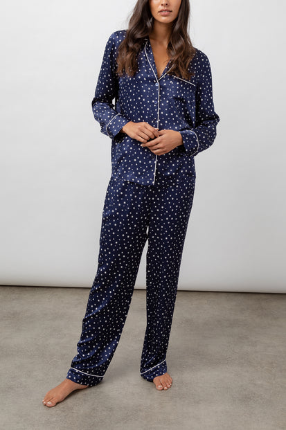 Women's Pajama Sets 2024 Trendy Star Print Long Sleeve Button Down Shirt  Sleepwear Soft Lounge Pjs Sets Nightwear
