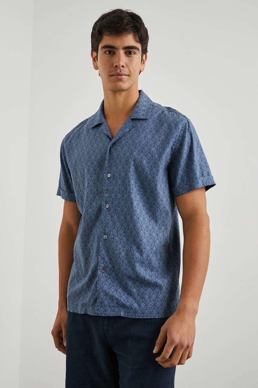 ATLAS SHIRT - DECO WAVE NAVY – Rails