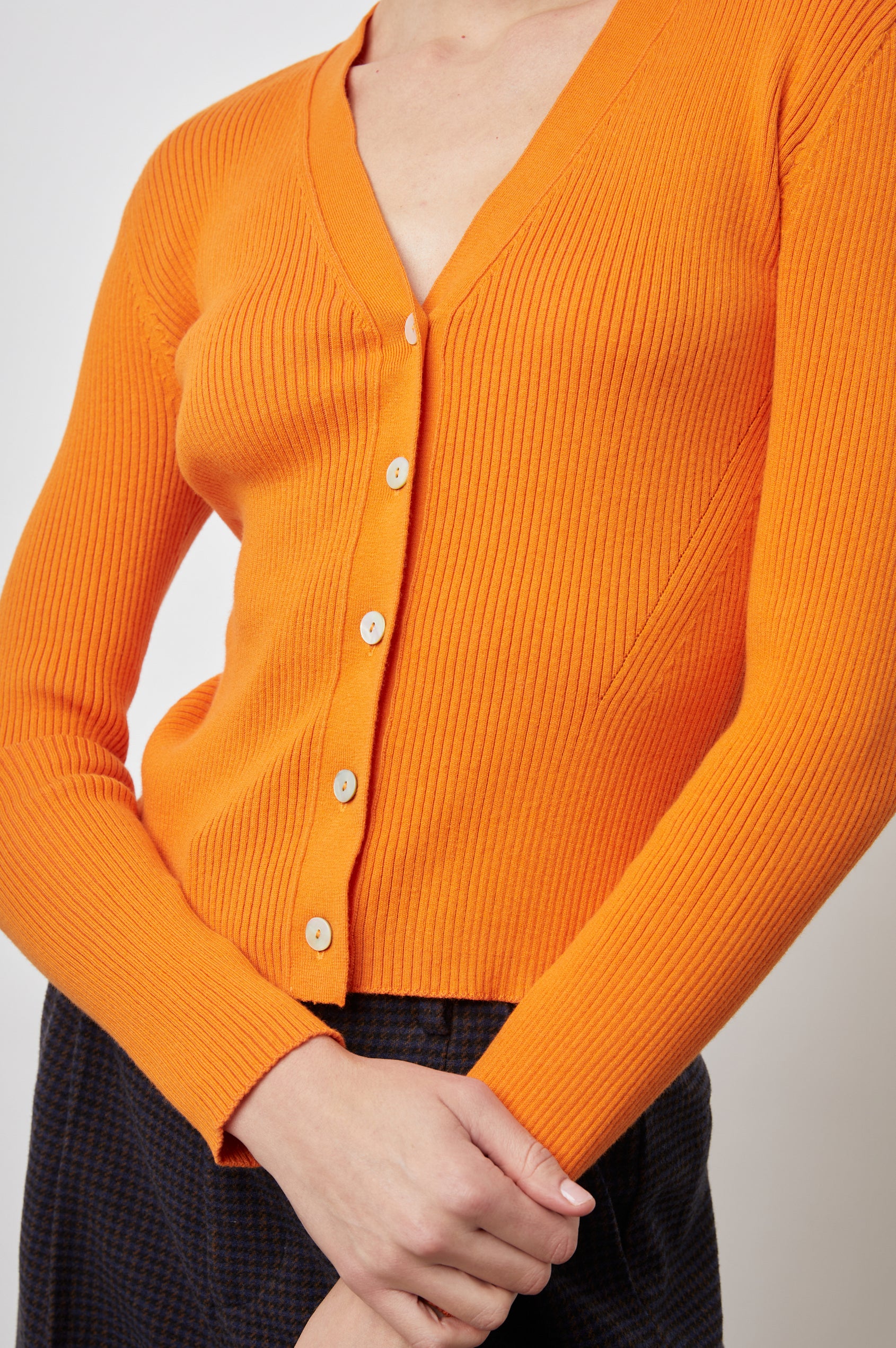 Organic cotton merino women's top in tangerine orange