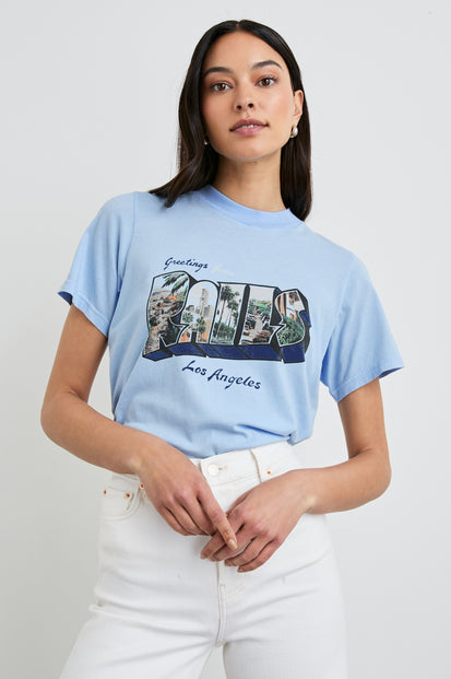 BOYFRIEND-TEE-RAILS-BLUE-LA-POSTCARD-FRONT