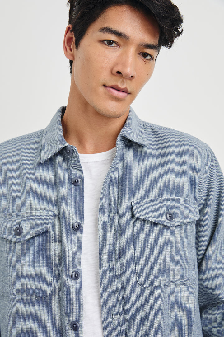 BURR SHIRT JACKET - DENIM WHITE