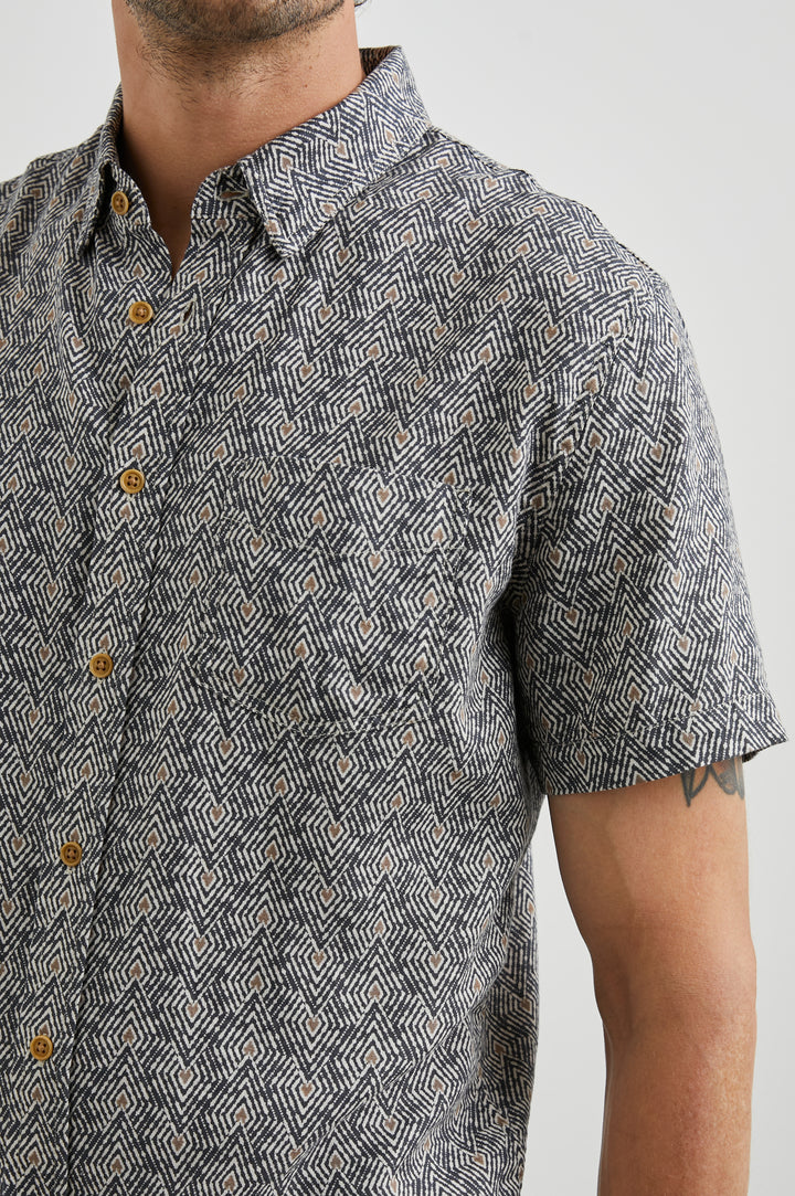 CARSON SHIRT - TRIBAL BATIK CELESTIAL - FRONT DETAILS