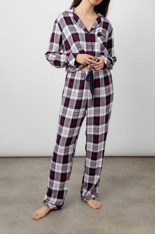 GLOBAL Women's Flannel Pajamas Set 100% Cotton PJs for Women Long
