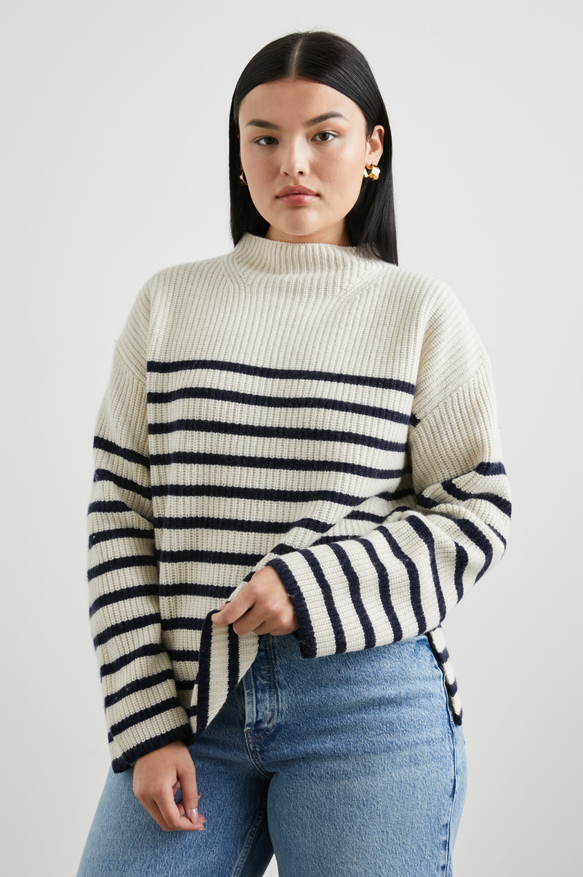 CLAUDIA SWEATER - CREAM NAVY STRIPE – Rails