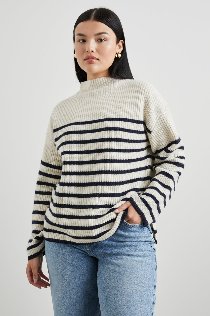 CLAUDIA SWEATER - CREAM NAVY STRIPE – Rails