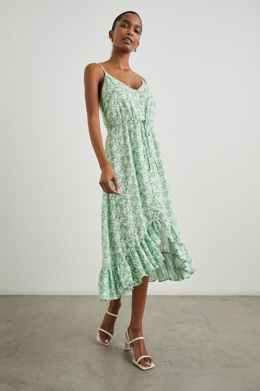 FRIDA DRESS - GREEN TEXTURE FLORAL – Rails