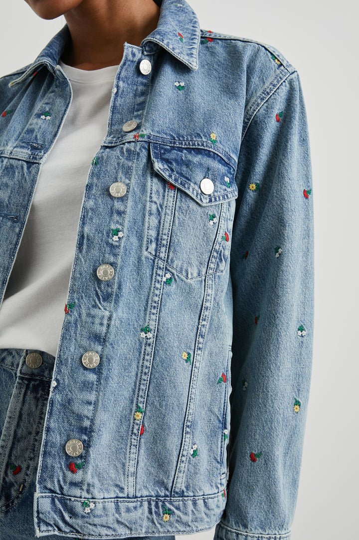 GROVE BOYFRIEND TRUCKER JACKET - FLOWER FIELD - DEATILS