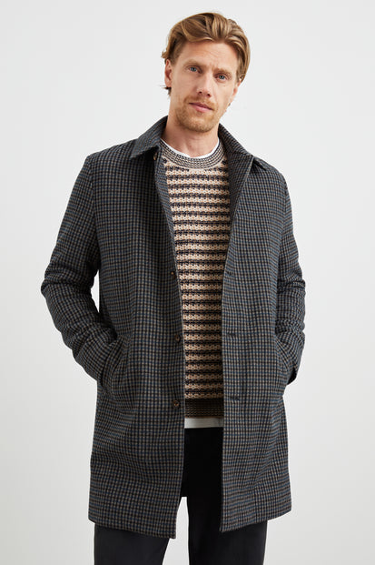 HOCKNEY OVERCOAT - GREY CHECK PLAID - FRONT BODY