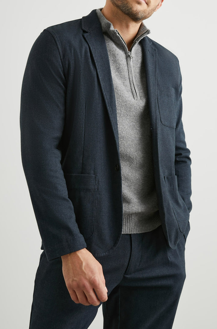 IDRIS BLAZER DARK NAVY MELANGE - FRONT BODY