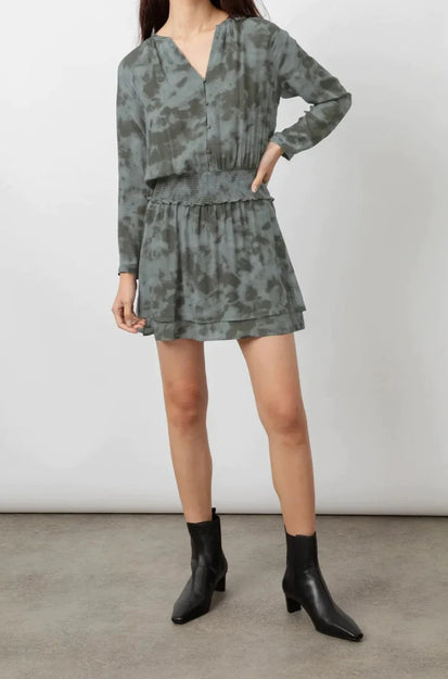 Jasmine Slate Tie Dye Dress- full front body