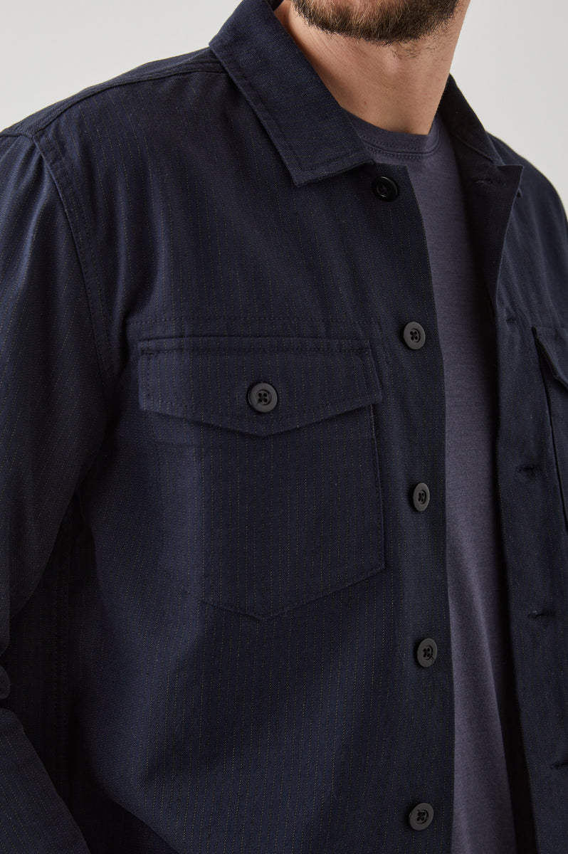 KEROUAC SHIRT JACKET - NAVY CHARCOAL PIN STRIPE – Rails