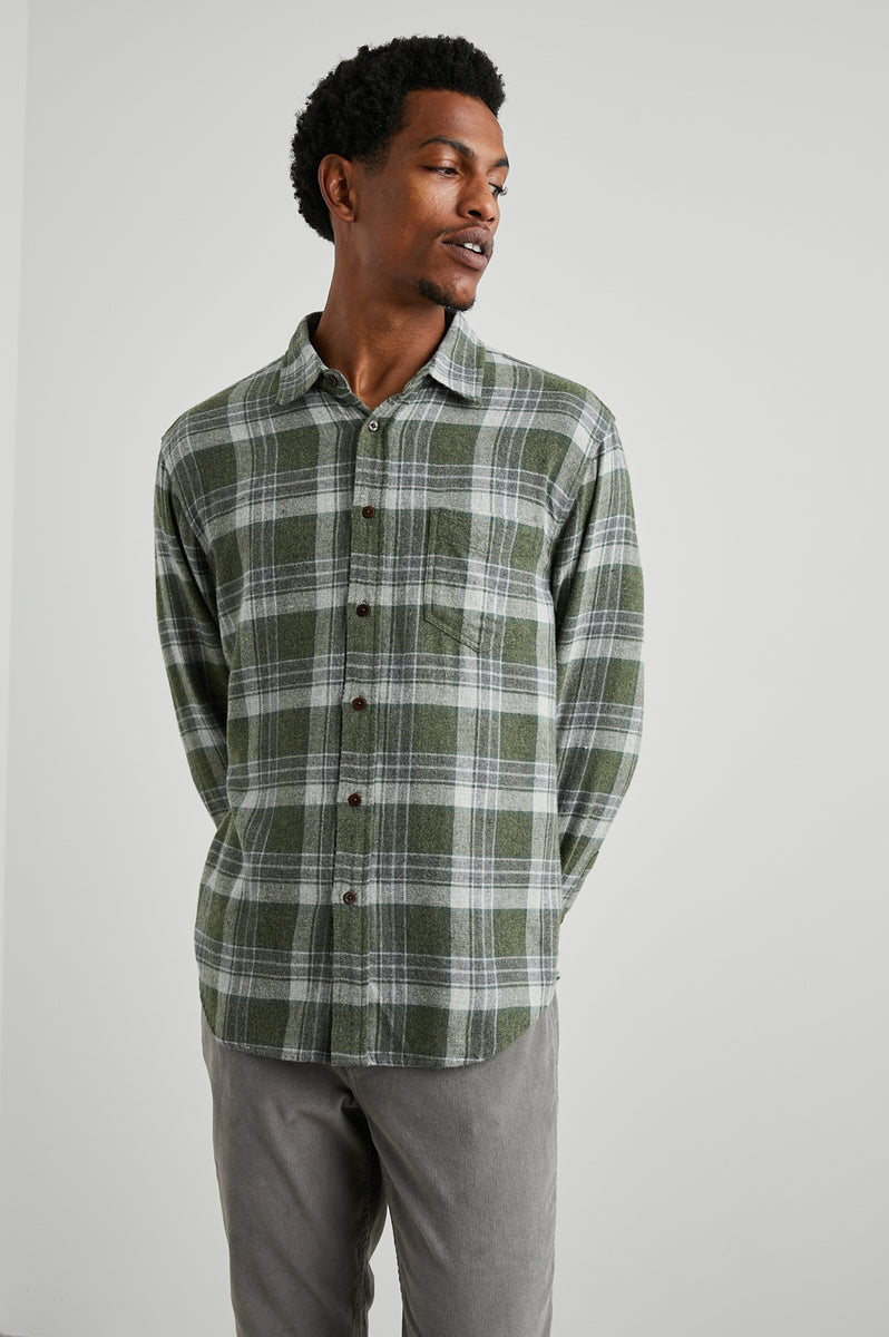 LENNOX SHIRT - GREEN HOLLOW GREY MELANGE – Rails