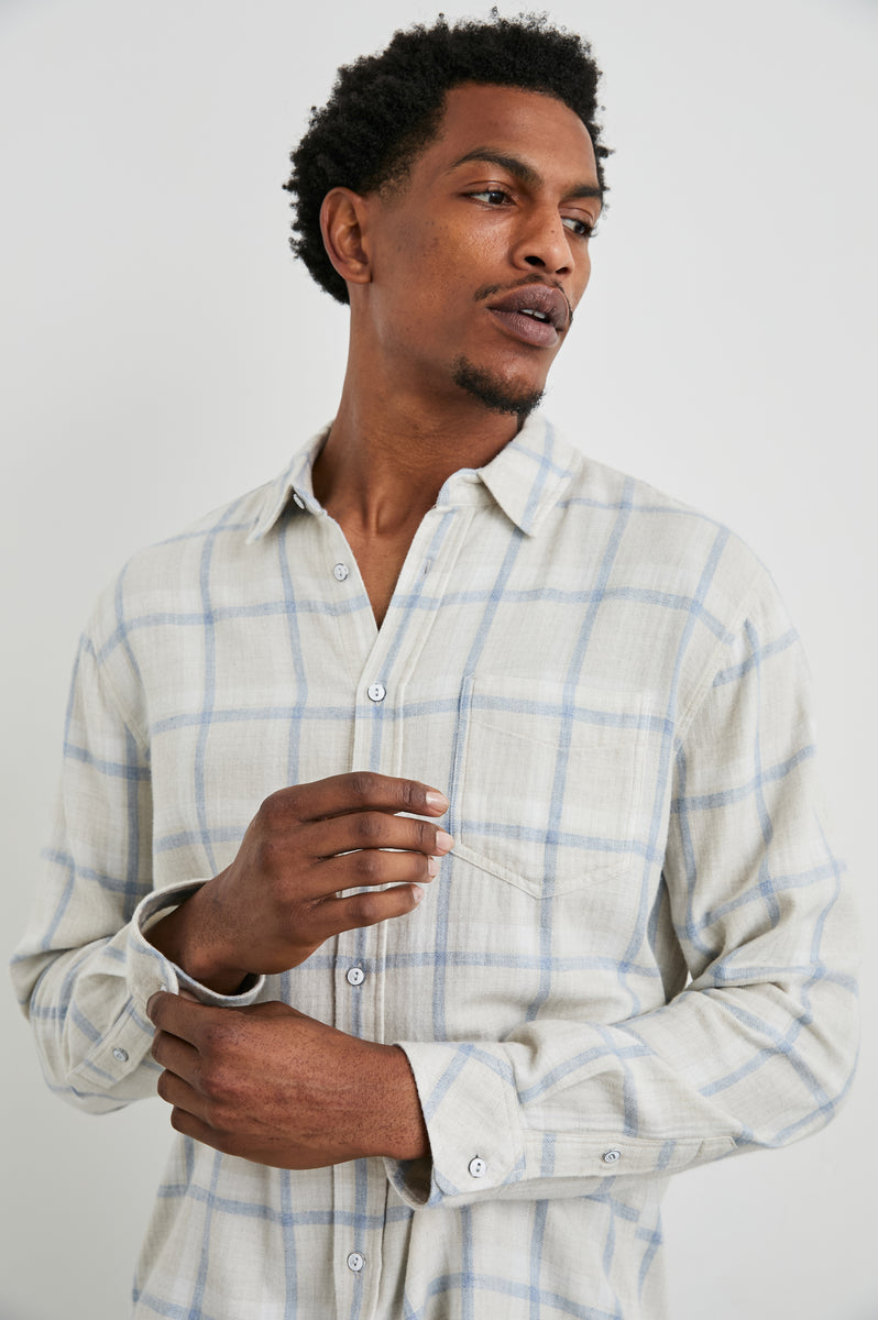 LENNOX SHIRT - PARCHMENT SKY MELANGE – Rails