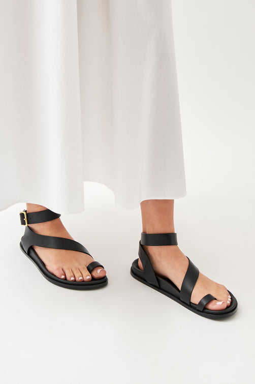 ALOHAS MYLES SANDAL - BLACK LEATHER