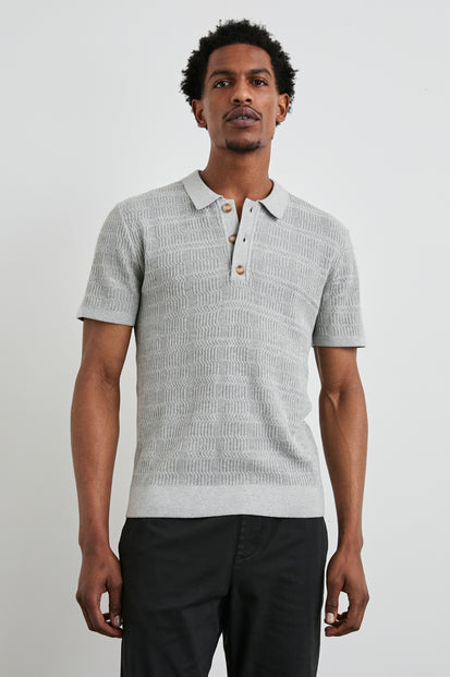 NATHAN POLO SHIRT - CONCRETE MELANGE - FRONT BODY