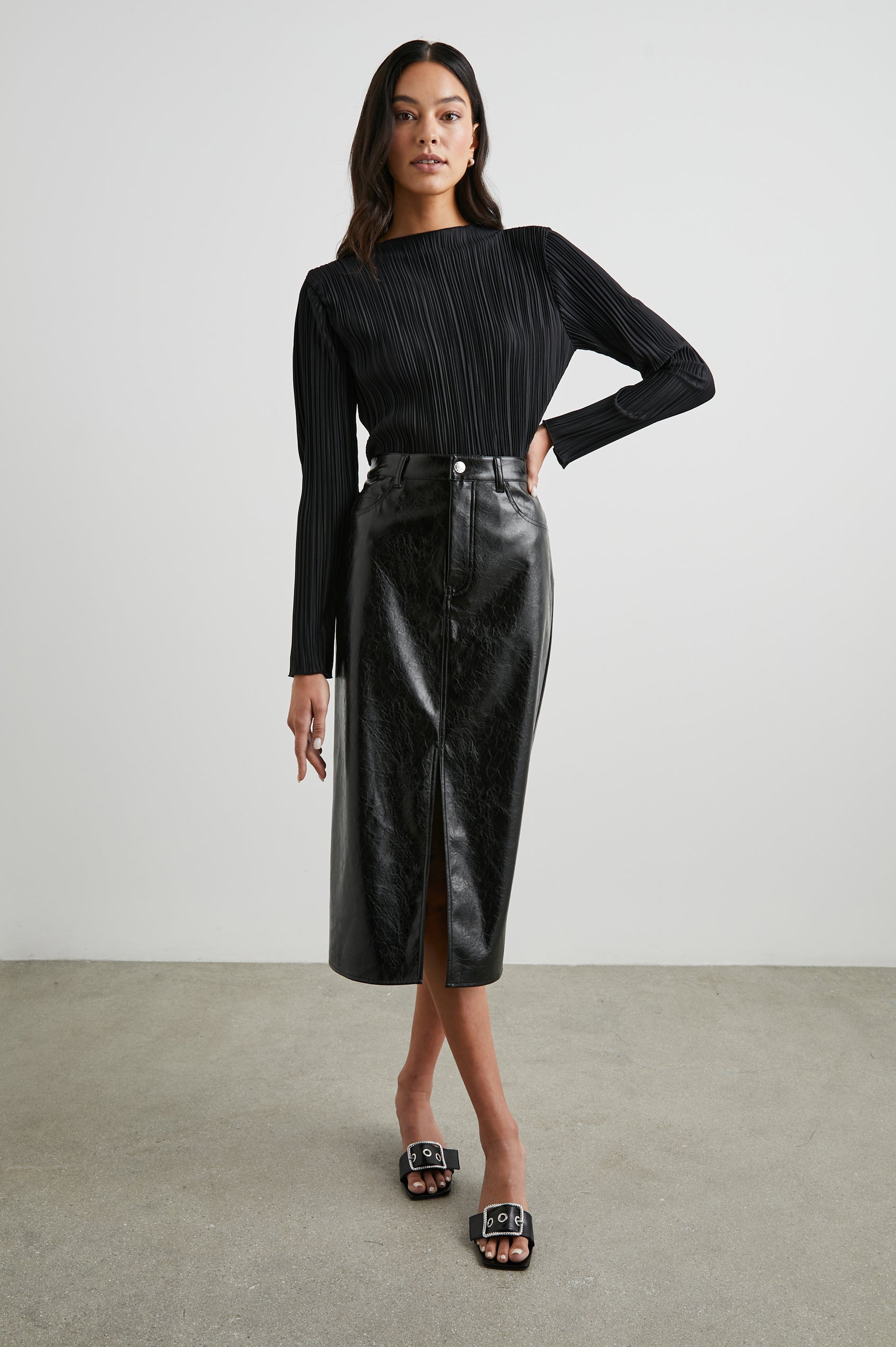 NORMA SKIRT - BLACK PATENT – Rails