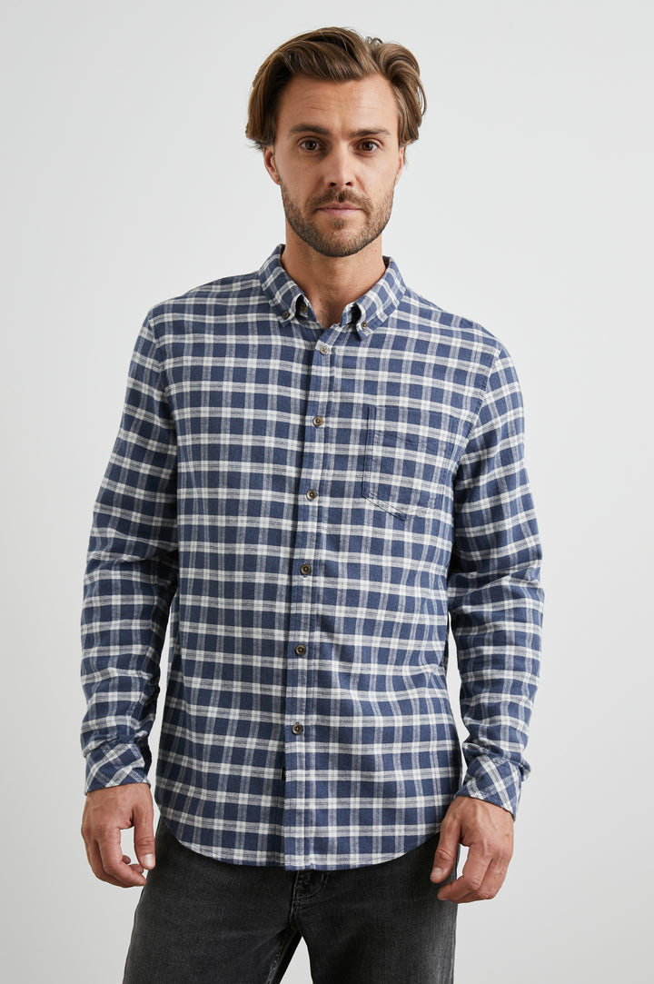 REID SHIRT MIDNIGHT GREY MELANGE - FRONT BODY