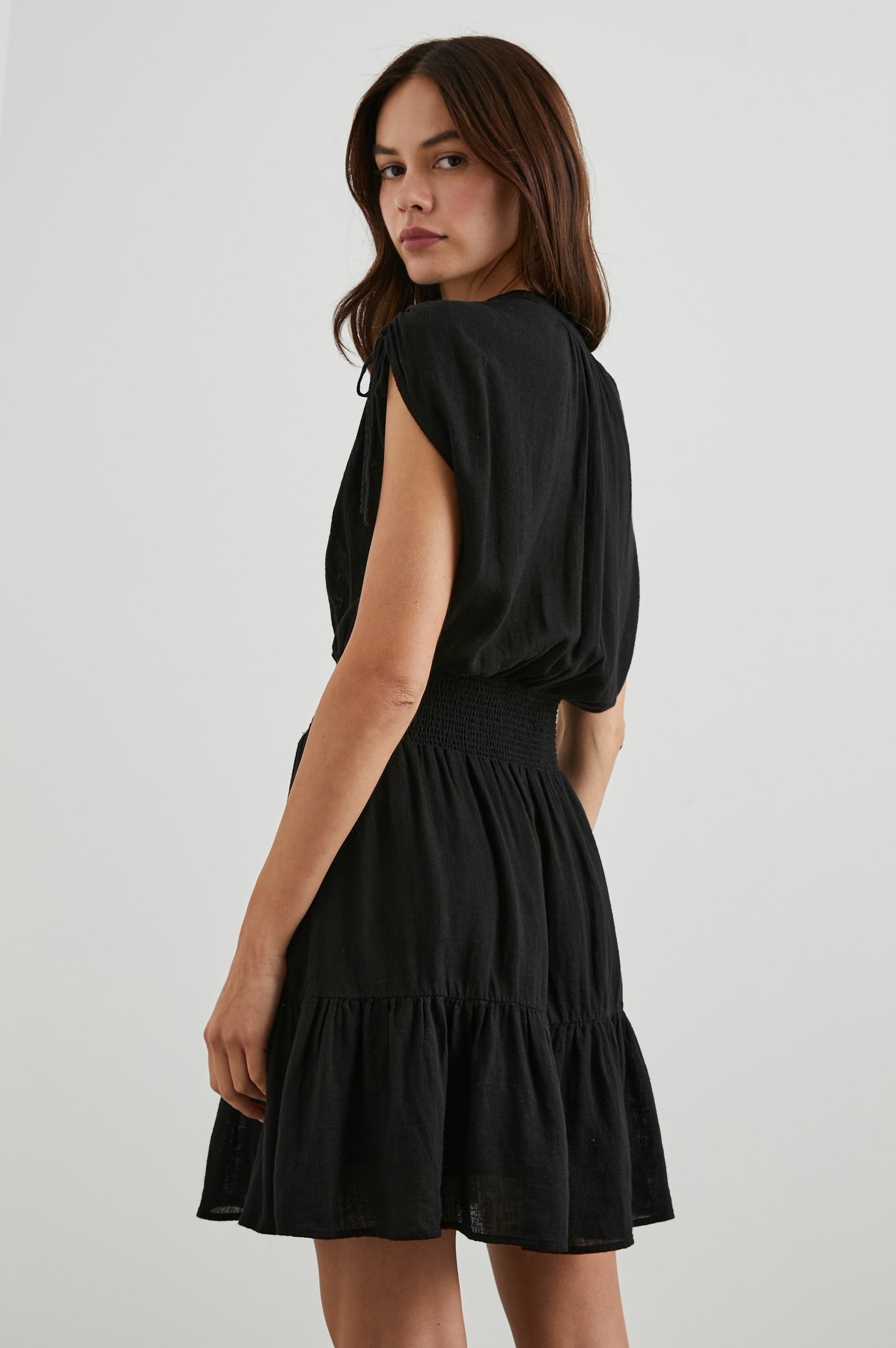 Romance Ruffle Dress ~ Black Luxe Satin