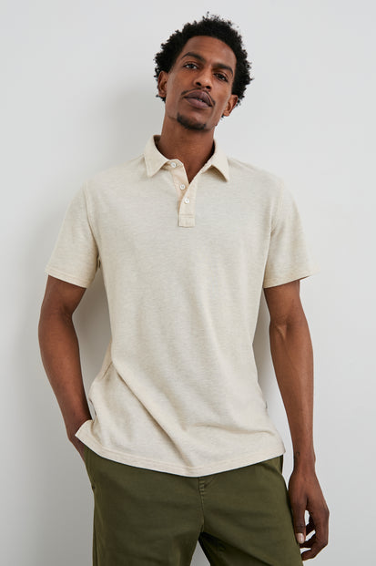 SEBASTIAN POLO SHIRT - OAT HEATHER - FRONT BODY