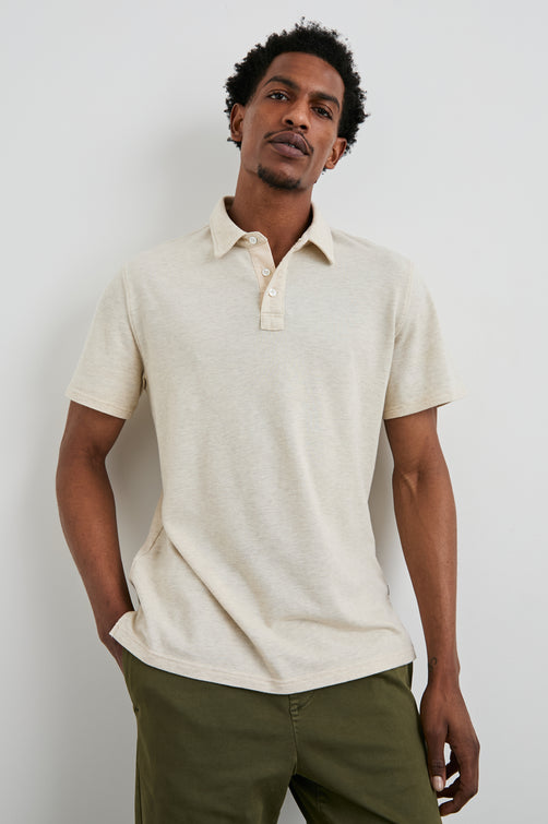 SEBASTIAN POLO SHIRT - OAT HEATHER - FRONT BODY