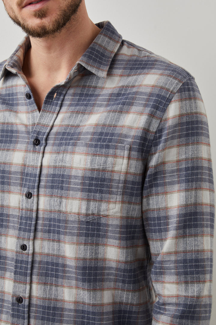 SUSSEX ARROWROOT FLINT MELANGE SHIRT - DETAIL