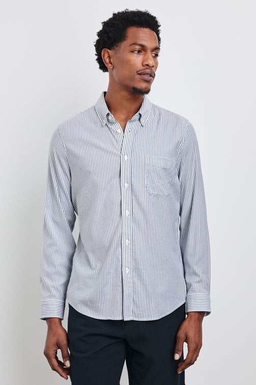 VANCE SHIRT - BLUE WHITE STRIPE