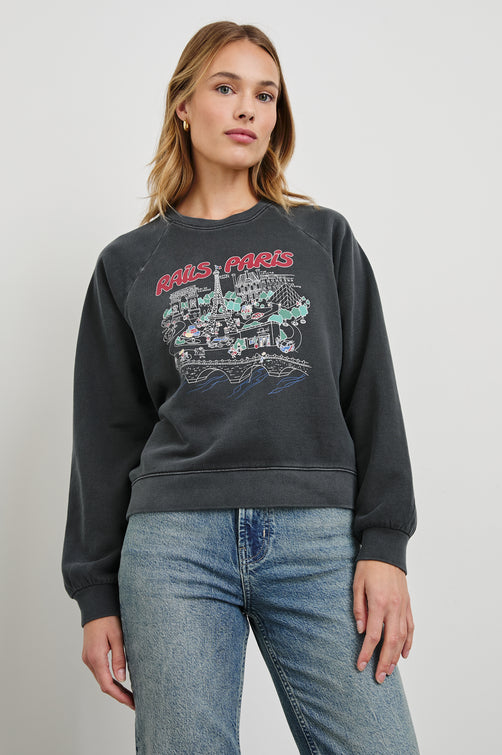 VINTAGE RAGLAN SWEATSHIRT RAILS PARIS MAP Rails