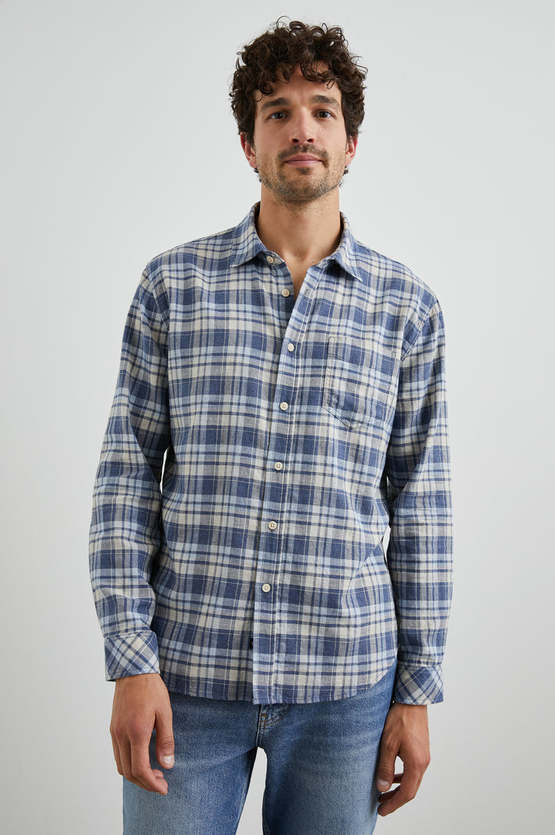 WYATT SHIRT - NAVY SORGHUM OXFORD – Rails