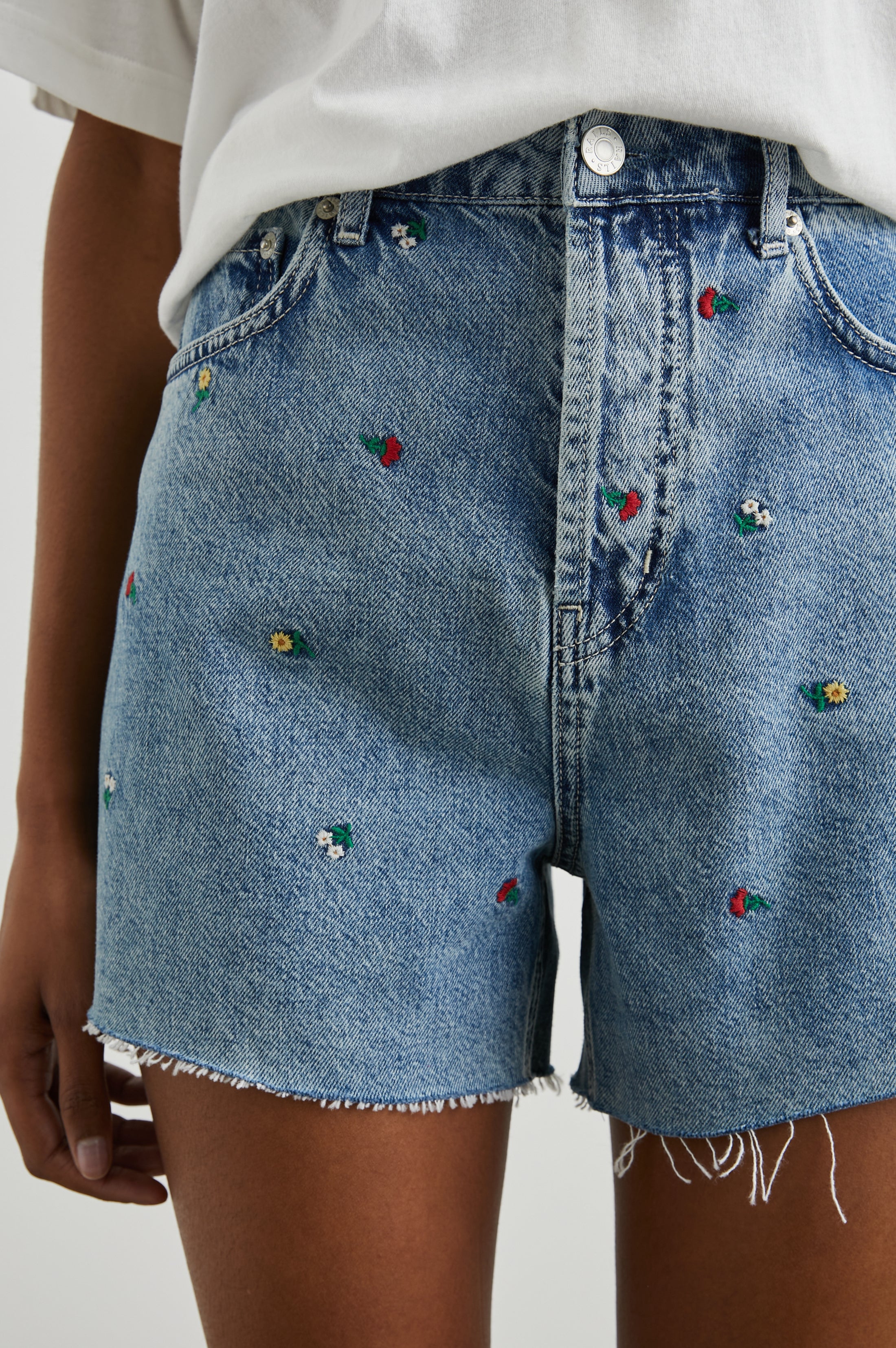 Denim shorts with flowers on sale