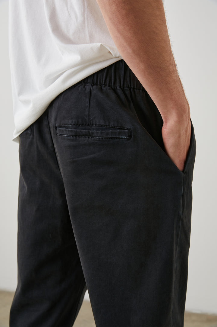 JULIAN WASHED BLACK PANT - BACK DETAIL