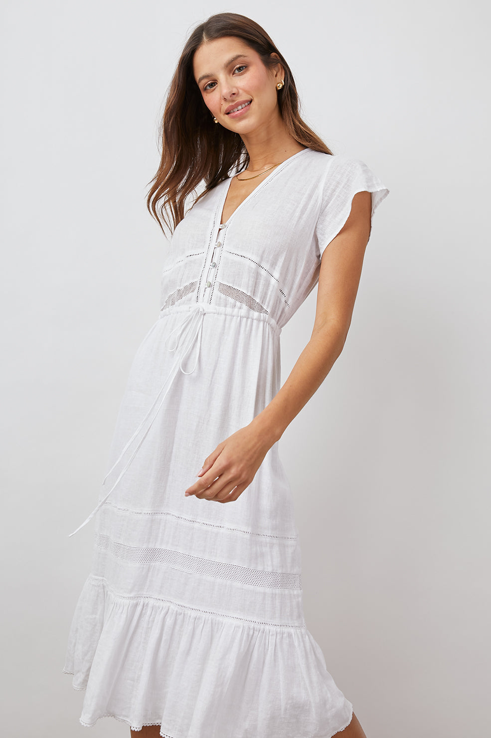 Miss selfridge button clearance through broderie maxi dress