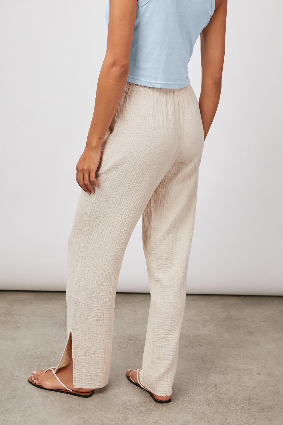 Washed Two Tone Ribbed Flared Pants
