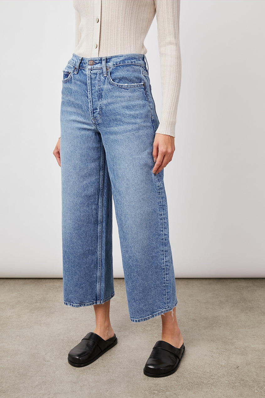 GETTY CROP WIDE LEG - INDIGO PATCHWORK – Rails